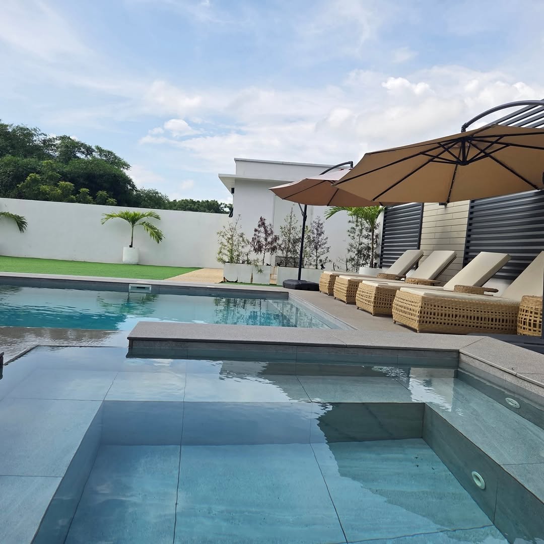 The Sunhouse — private pool with jacuzzi and loungers at Morong Bataan